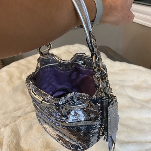 Coach Poppy Silver Sequin Women's Bag - Picture 7 of 10